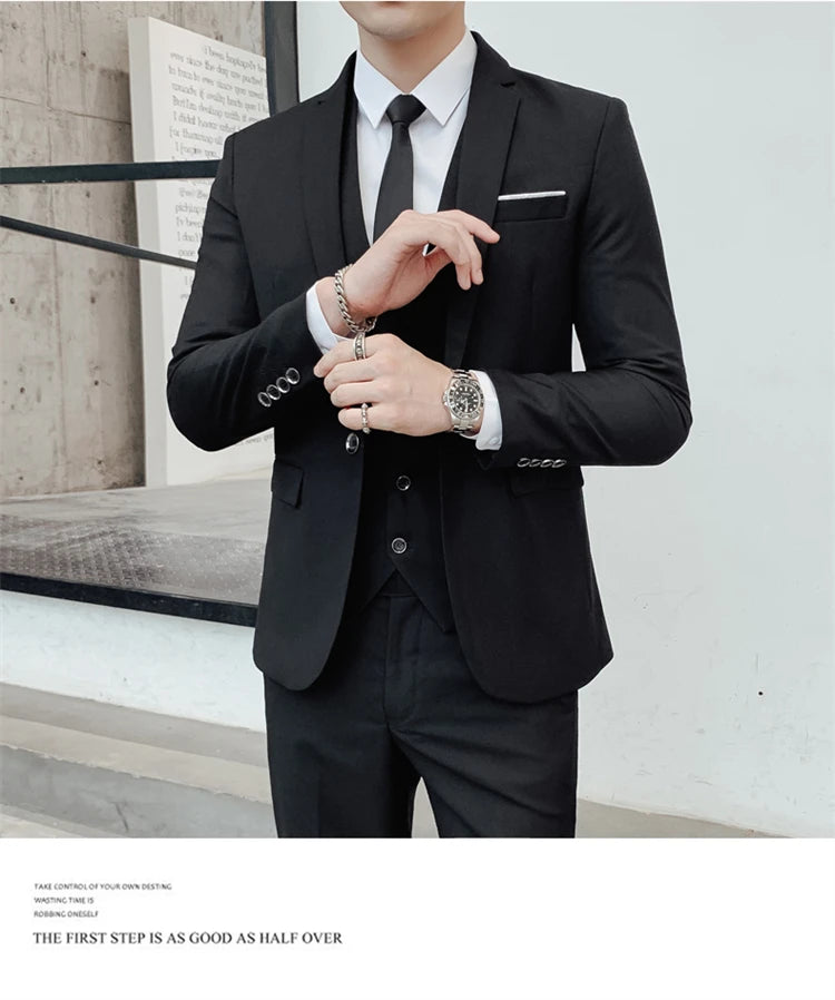 Suits for Men - 3 Pieces - New Fabrics - Fashionable Business Gentleman - Slim Fit - Wedding  Professional Business Formal Dress