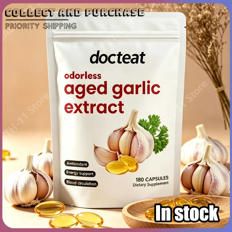 Odorless Aged Garlic Oil Capsules – 2-Year Aged, 360 Softgels (Heart & Immune Support