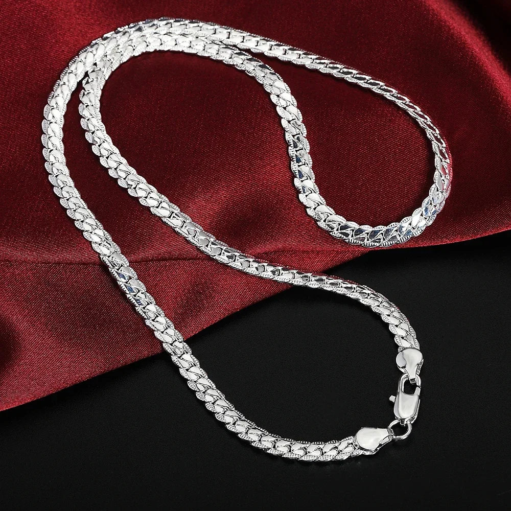 925 Sterling Silver 18K Gold Full Sideways Figaro Chain Necklace For Woman Man Fashion Wedding Engagement Jewelry Gifts
