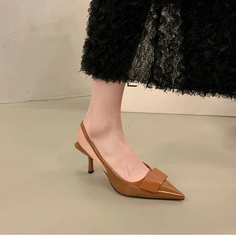 2025 Summer Women's Shoes High Heel Women Sandals Fashion Pointed Toe Singbacks Shoes Design Style Banquet Party Sandalias Shoes