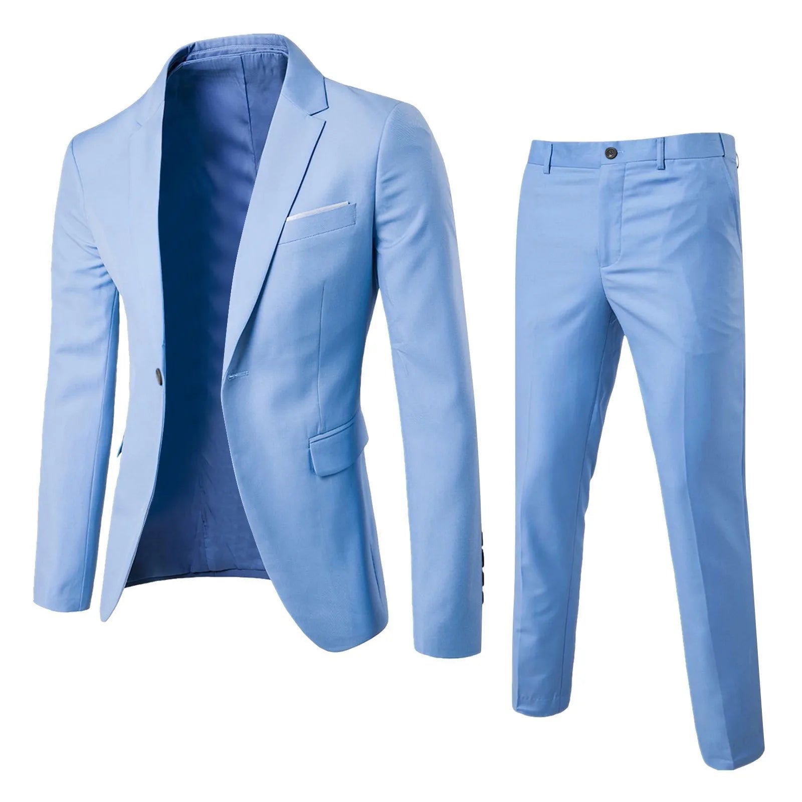 Mens Suit Set Two Piece Business Formal Wear Korean Slim Fit Groom Groomsmen Wedding Tuxedo