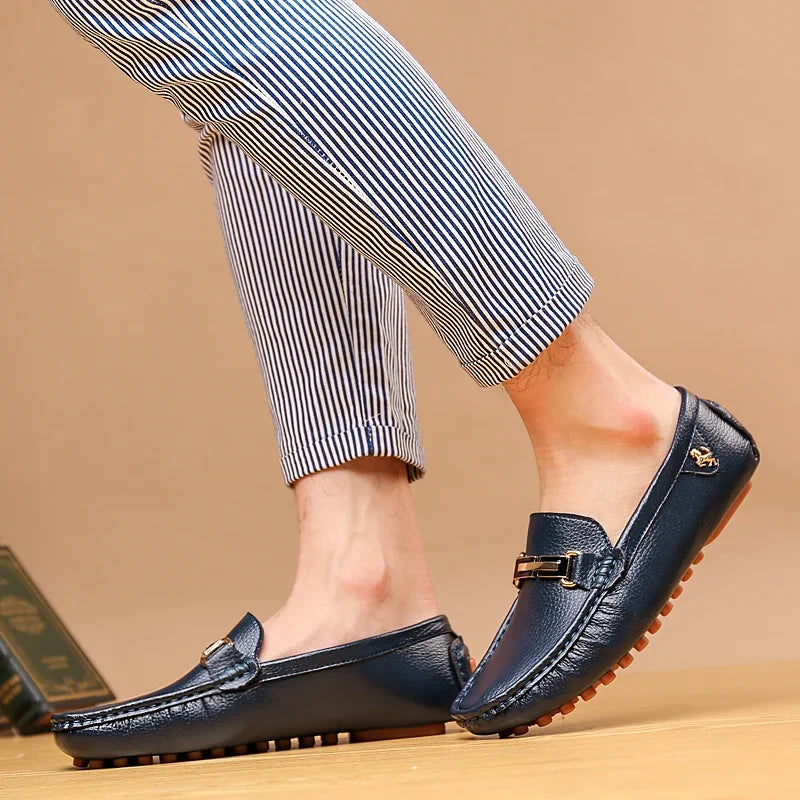YRZL Shoes Men Handmade PU Leather Loafer Casual Driving Flats Slip-on Shoes Luxury Comfy Moccasins White Loafers Shoes for Men
