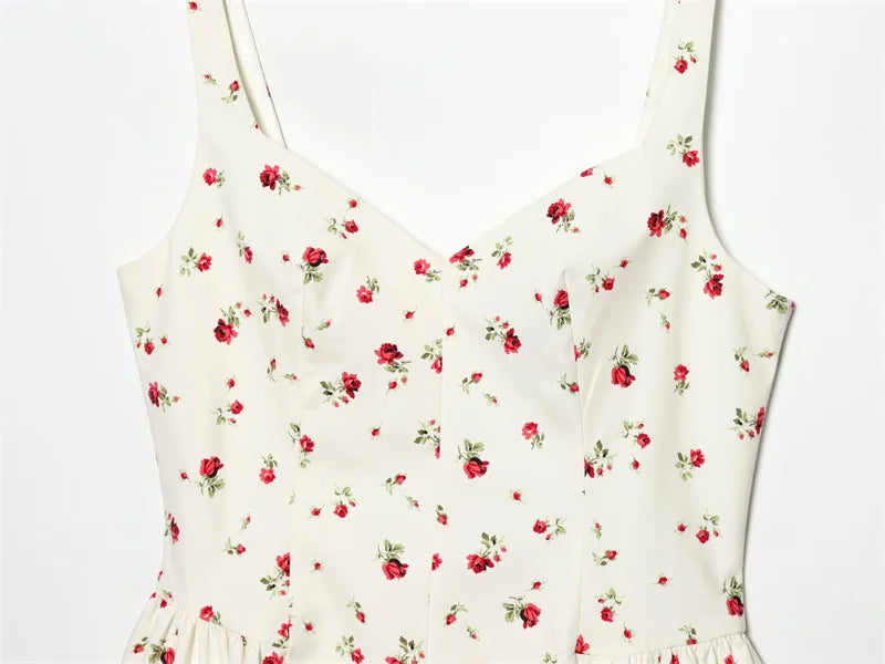 Women's Dress 2026 New Fashion Spring Summer Sleeveless Floral Print Puffy Dress for Women Elegant Chic Female Dress