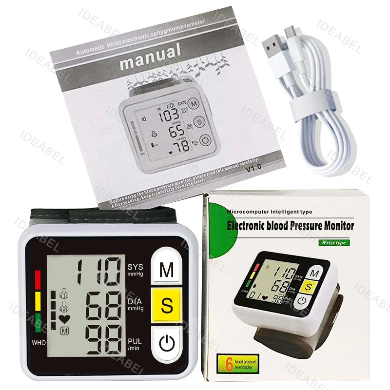Digital Wrist Blood Pressure Monitor Medical Upper Arm Sphygmomanometer Automatic Tonometer Tensiometro Blood Pressure Meter