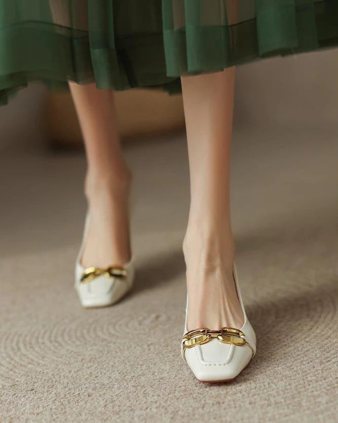 White Shoes For Women 2025 Yellow Ladies Summer Footwear Low Heel Elegant Luxury Leather Casual Black Office 39 Dress Trend A E