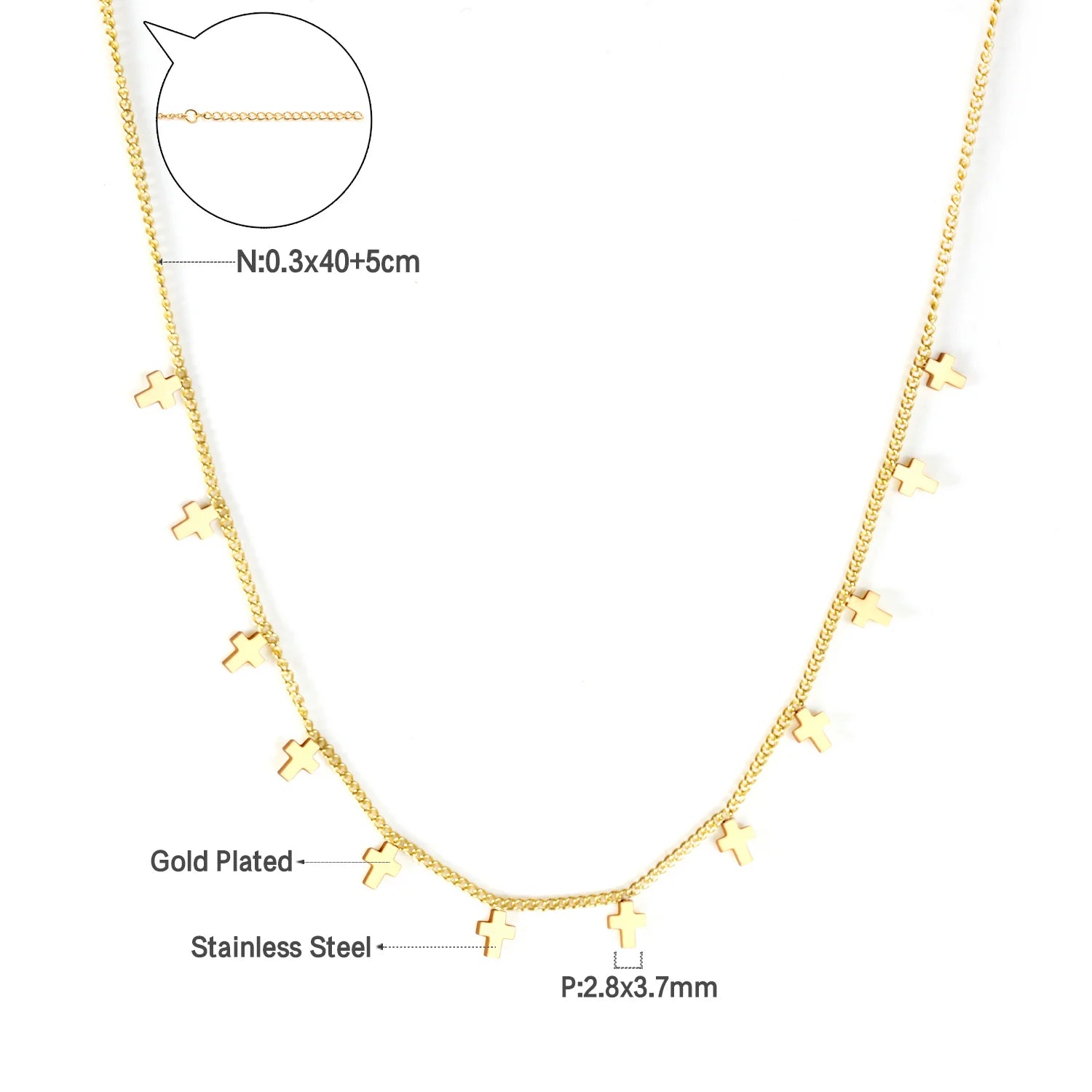 Classic Cross Pendant Necklaces For Women Girls Fashion Gold Plated Stainless Steel O Chain Collares Para Mujer Jewelry Gifts