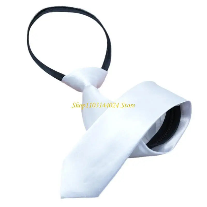 N5KE Color White Neck Tie for Men Women Children Graffiti for Father's Day Decoration Necktie Adjustable Zippered Ties