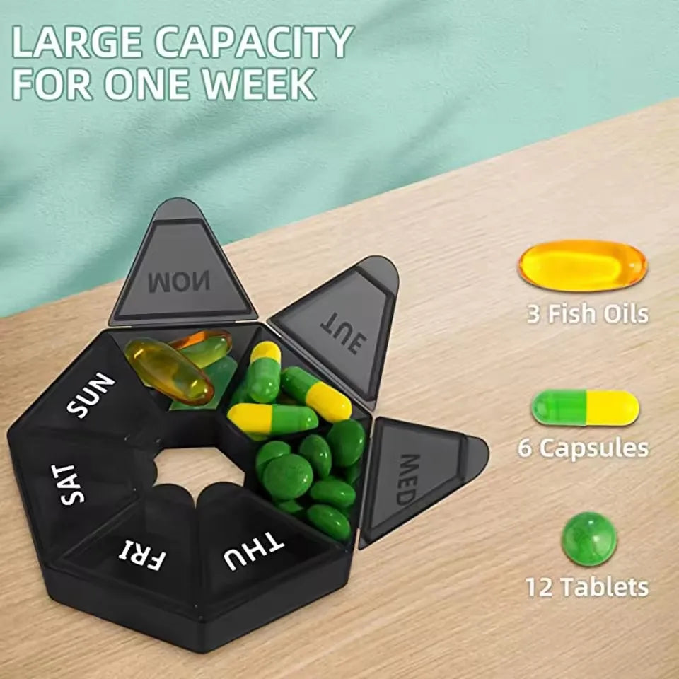 10 Compartments Travel Pill Organizer Pocket Portable Pill Storage Box Case Daily Pill Container or Purse Fish Oil Medicine