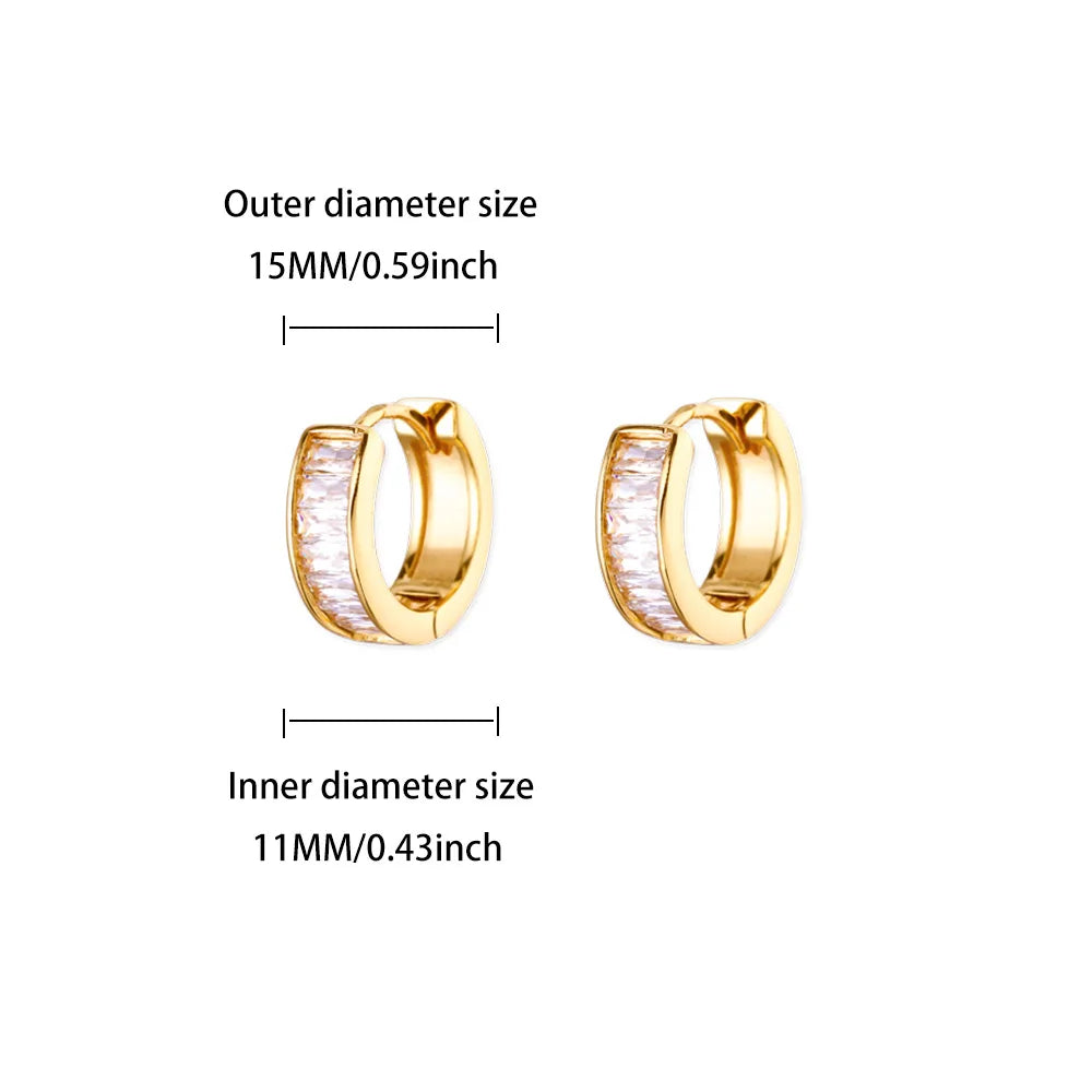 Cubic Zirconia Hoop Earrings For Women Luxury Crystal Zircon Gold Color Stainless Steel Earring Jewelry Wedding Party Gift