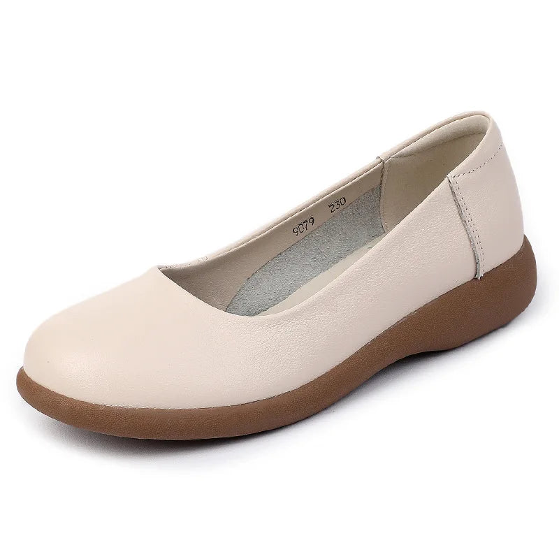 2025 Women Shoes Genuine Leather Spring New Dress Shoes Women Large Size Low Heels Office Lady Shoes