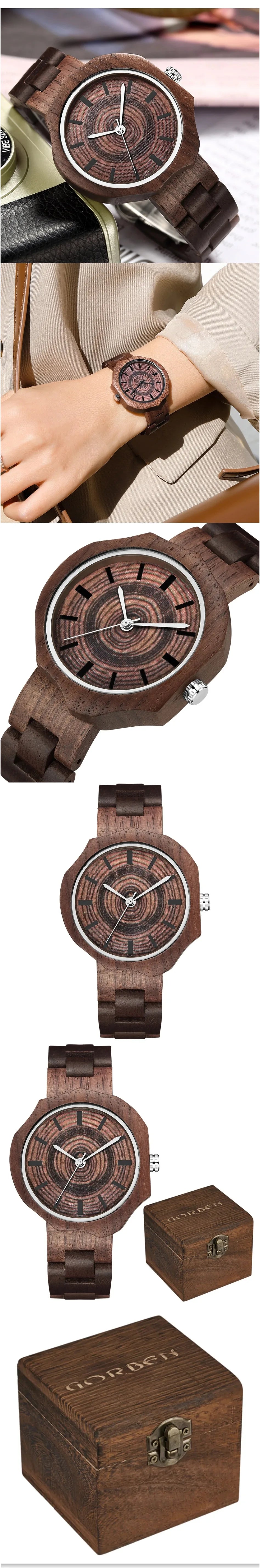 2021 Unique Luxury Wooden Watches Women Fashion Elegant Female Quartz Wood Strap Wristwatch Simple Dial Irregular Watches relogi