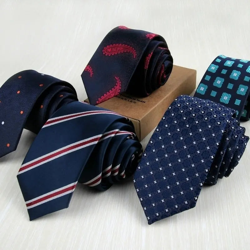Fashion Ties for Men Accessories 6cm Fashion Business Wedding Classic Silk Tie Blue Black Red Men's Skinny Narrow Retro Necktie