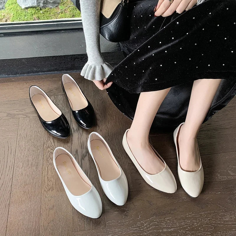 Women's Formal Uniform Shoes Spring Autumn Black Versatile Flat Shoes Women Causal Loafers Non-slip Ladies Ballet Leather Shoes