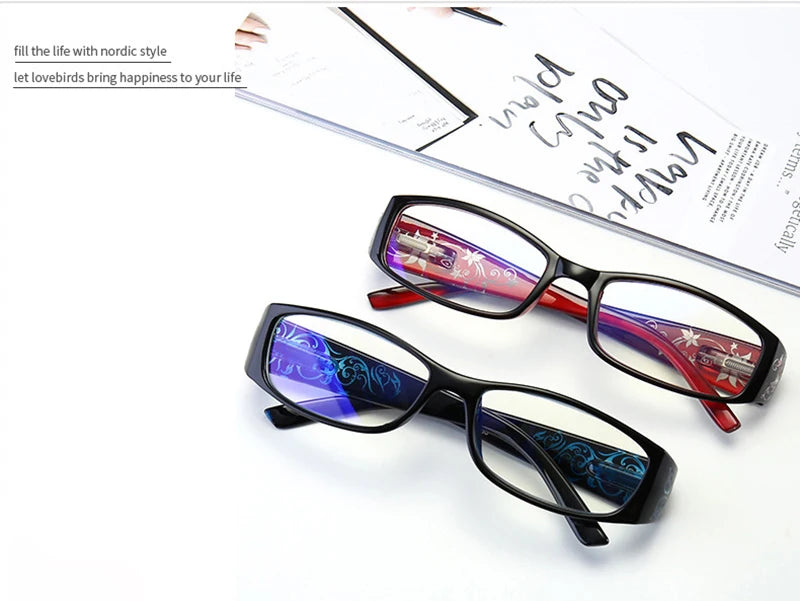 Fashion Vintage Floral Anti Blue Light Reading Glasses Men's Women's Spring Hinge Presbyopic Eyeglasses Comfortable +1.0~ +4.0