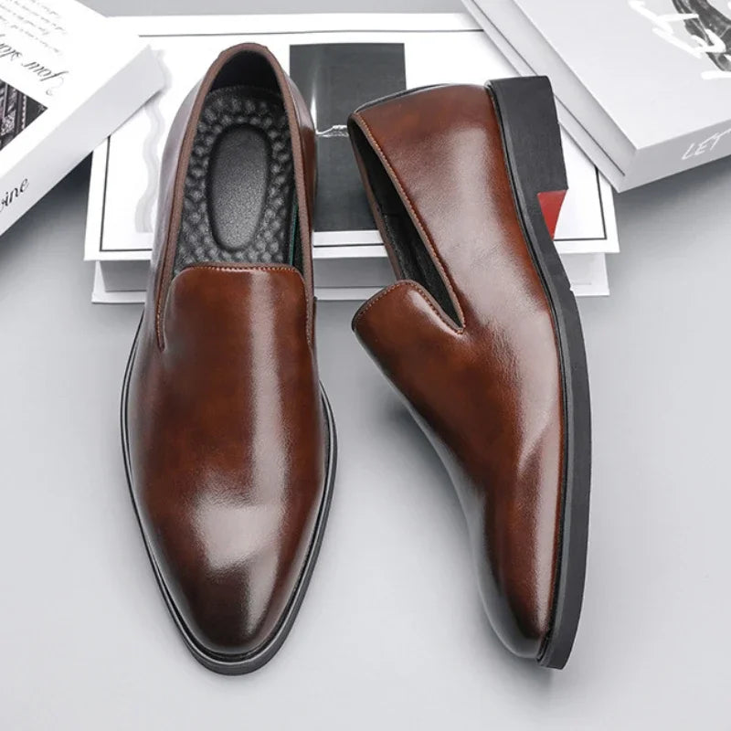 Red Sole Dress Shoes for Men Business Office Men Loafers Male Flats Driving Shoes Casual  Slip-On Wedding Leather Shoes