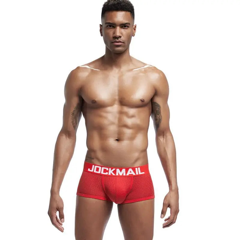JOCKMAIL Men Underwear Boxes Mesh Quick Drying Ice Silk Breathable Youth Fashion Calzoncillos Sexy Am Gosteren Killer Sansursuz