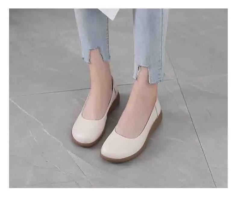2025 Women Shoes Genuine Leather Spring New Dress Shoes Women Large Size Low Heels Office Lady Shoes