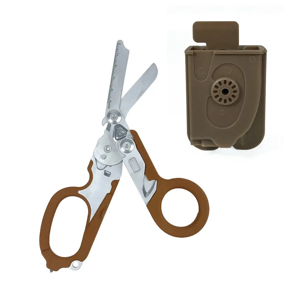 Outdoor Tactical Folding Scissors Raptor Scissors Medical Emergency Multi-functional Scissors Tactical Folding Pliers K Sheath