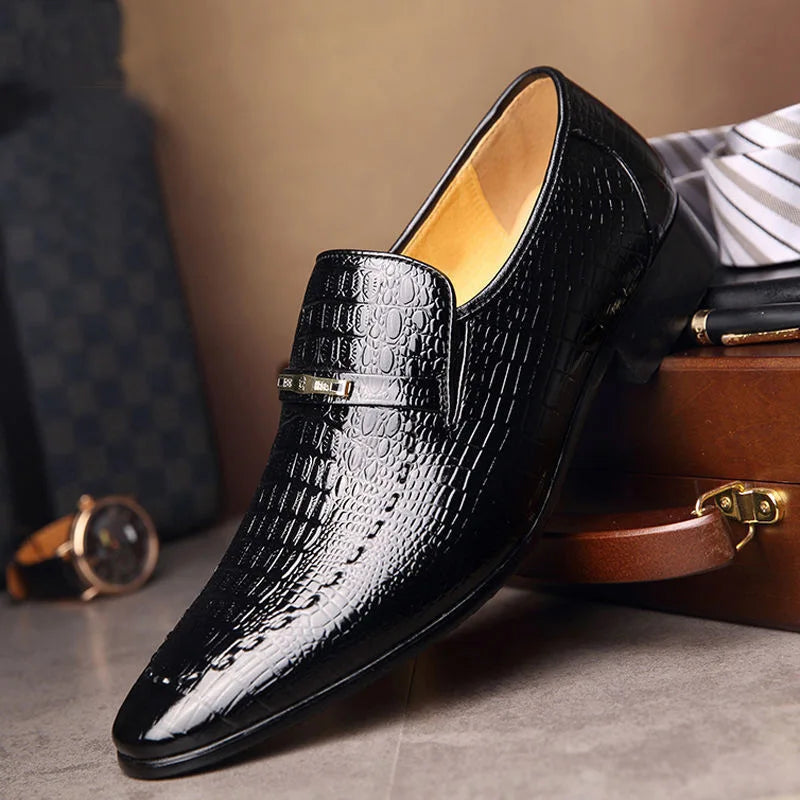 Shoes Luxury Mens PU Leather Pattern Men Business Dress Shoes Casual Social Shoe Male Wedding Footwear Zapatos Hombre 2023