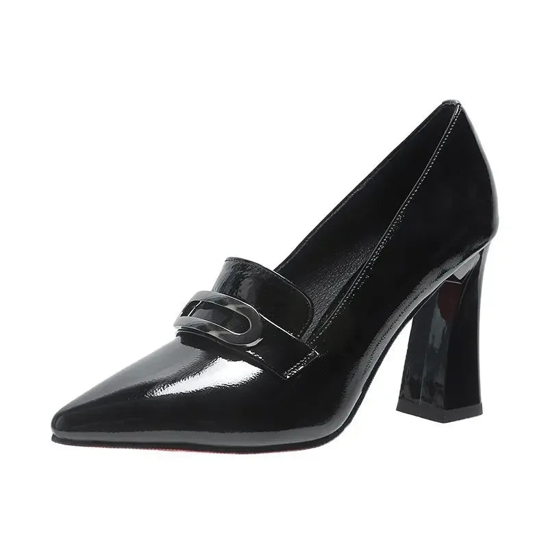 2026 New High Heels Dress Shoes for Women Fashion Pointed Toe Pumps British Style Small Leather Shoes Office Ladies Comfy Pumps