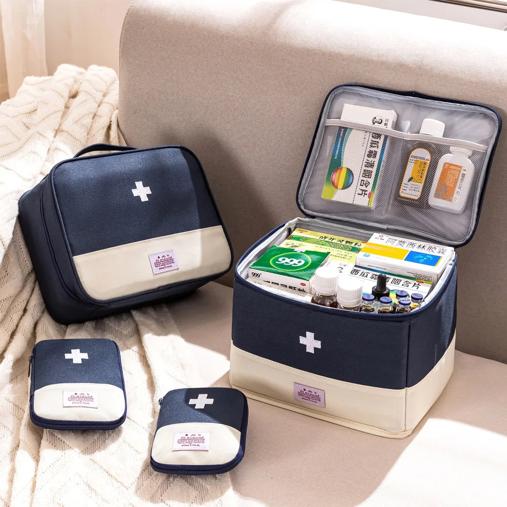 Medicine Organizer Bag for Family - Large Capacity Portable Drug Storage Pouch, First Aid Kit for Home & Travel Use