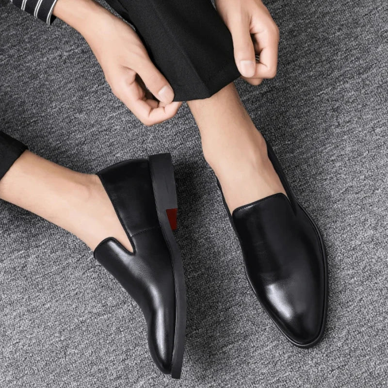 Red Sole Dress Shoes for Men Business Office Men Loafers Male Flats Driving Shoes Casual  Slip-On Wedding Leather Shoes