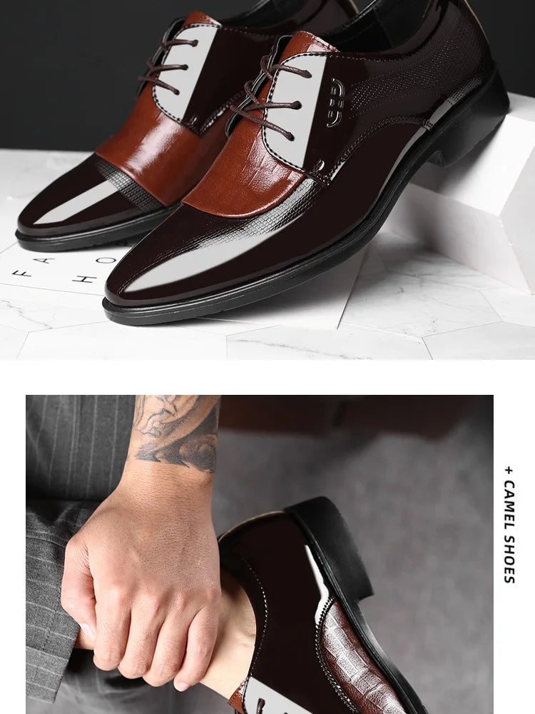 Men's Oxfords Shoes Lace Up Point Toe Business Casual Shoes for Men Wedding Party Office Men's Shoes Luxury Dress Shoe 2026 New