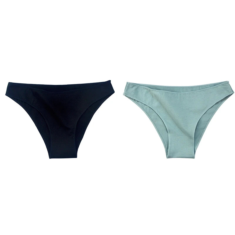 2Pcs Women Cotton Panties Comfortable Underwear Solid Low Waist Briefs Female Underpants Elasticity Breathable Lingerie M-XL