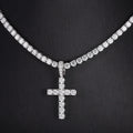 Provence Moissanite Cross Neclace for Women S925 Link Chain 4mm D Color VVS1 Tennis Necklace for Ladies Silver Cross Pendant