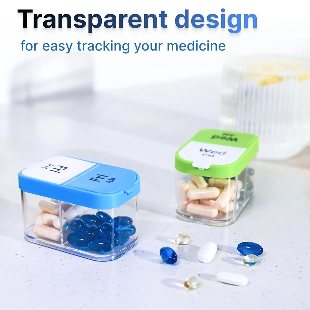 Extra Large Weekly Pill Organizer 2 Times A Day, Pill Box 7 Day Am Pm to Hold Daily Medicine Vitamin and Supplements for Elders