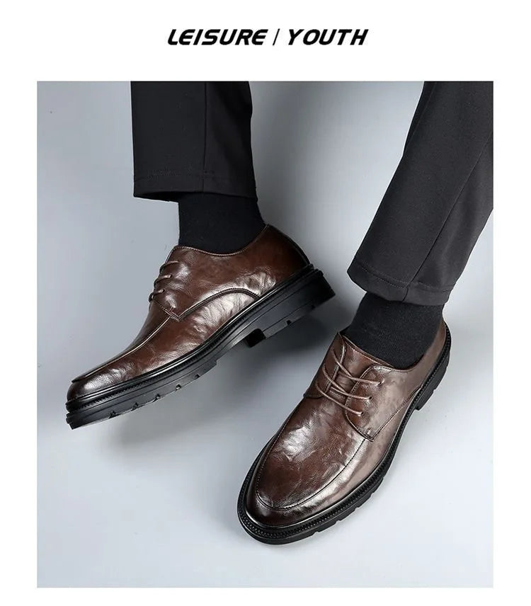 Men's shoes new spring and autumn British style leather shoes men's business dress big head cowhide work non-slip casual shoes