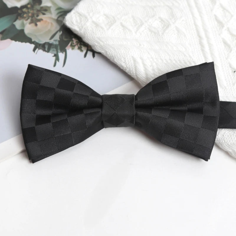Mens Ties Solid Color Black Bowtie for Men British Style Double-layered Bowknot Wedding Party Butterfly Cravat Accessories Gifts