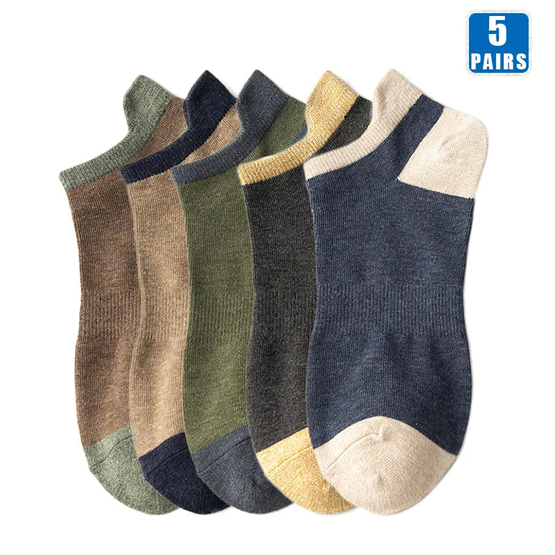 5 Pairs High Quality Cotton Men Short Socks Breathable Casual Spring Summer Crew Ankle Low-Cut Fashion Non-slip Sock for Male