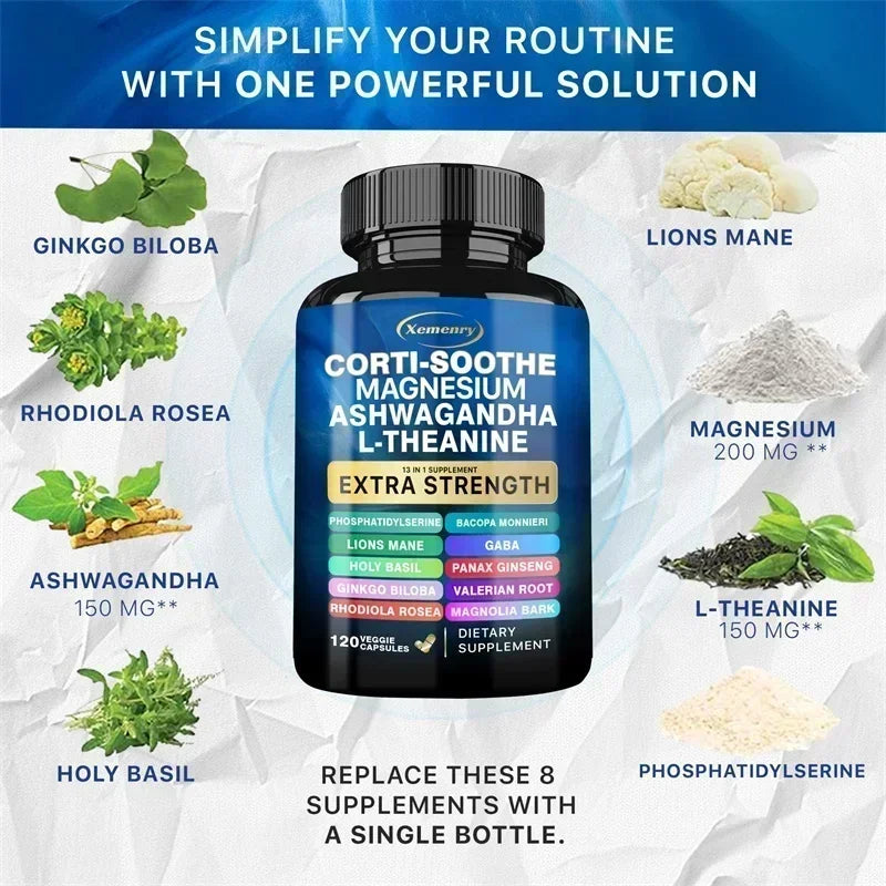 Corti-Soothe Supplement - Supports Adrenal Health, Regulates Cortisol, Promotes Relaxation, Increases Energy Levels - 120pcs