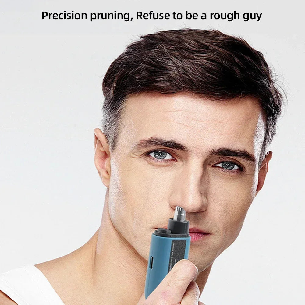 Rechargeable Nose/Ear Hair Trimmer for Men & Women - 2-in-1 Waterproof Dual Blade, Cordless Auto Groomer with USB Charging