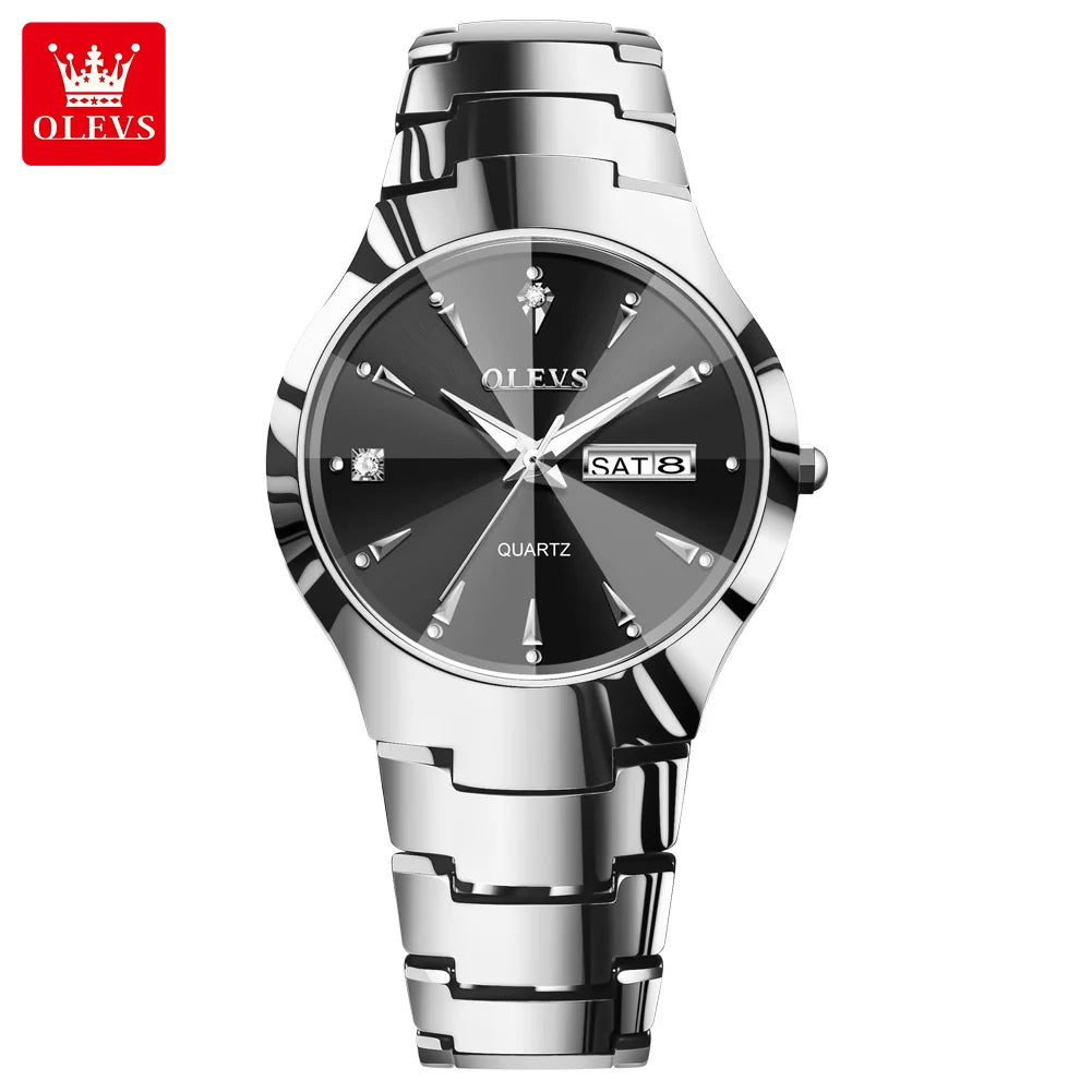 OLEVS Fashion Mens Watches Top Brand Luxury Tungsten Steel Gold Quartz Watch for Man Waterproof Luminous Date Week Wristwatch