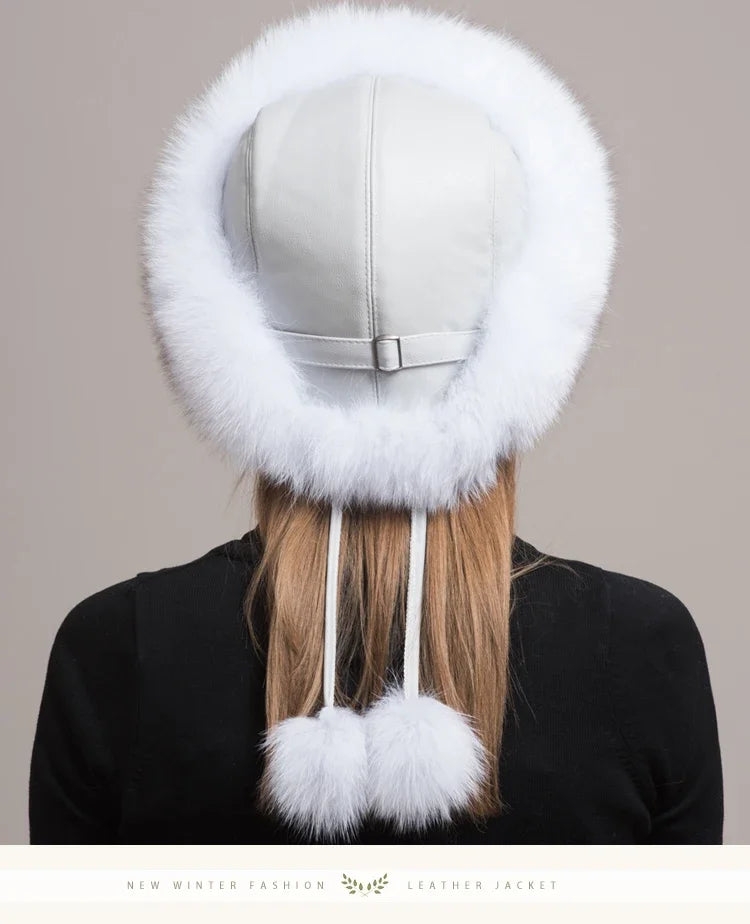 Hot Sale 100% natural Fox Fur Hat Women Cap Thick Fur Cap Winter Warm Hat Female Fashion For Women Hat With Earmuffs Hat
