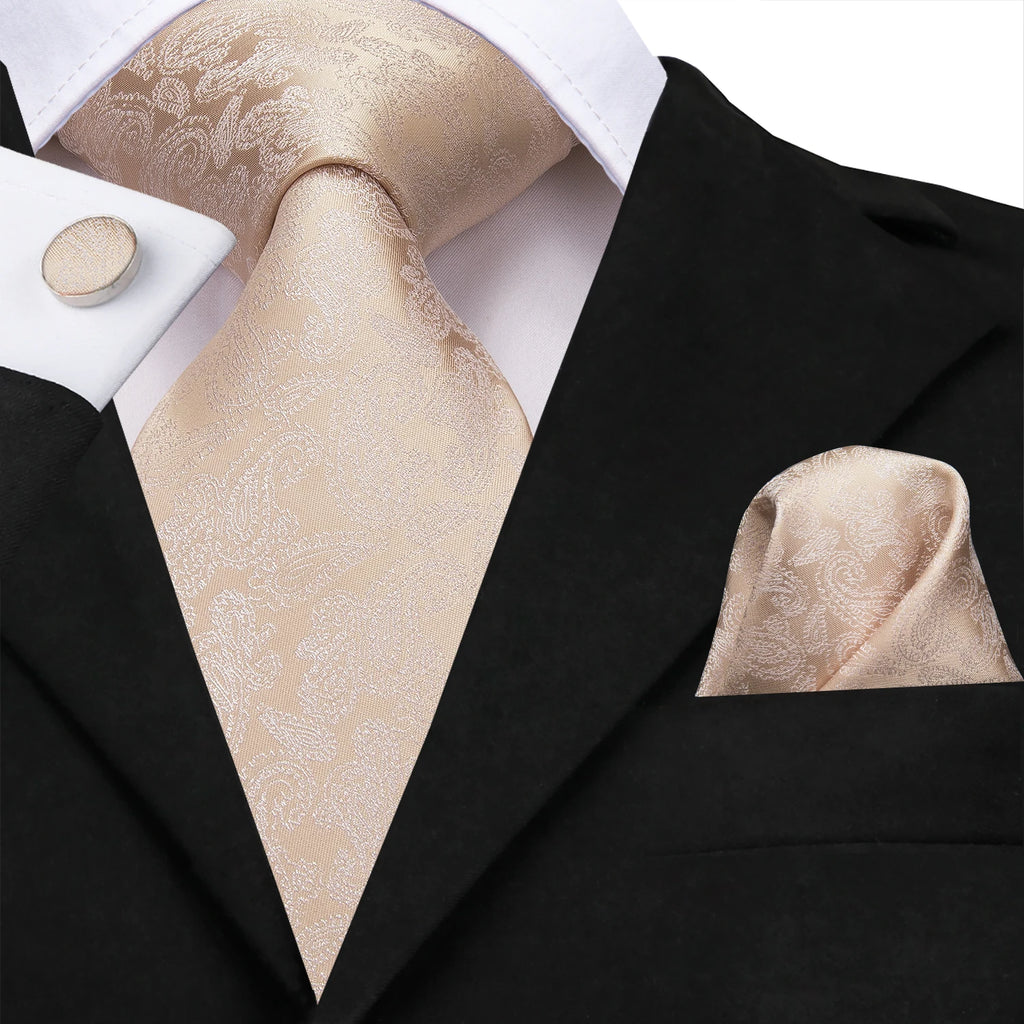 Hi-Tie Men's Ties Floral Paisley Handkerchief Cufflinks Tuxedo Accessories Classic Luxury Gift Ties For Party Dinner Wedding