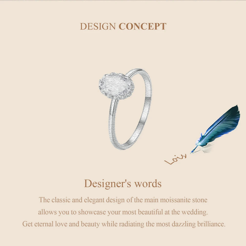 BAMOER Moissanite Engagement Ring, Women's Solitaire Moissanite Promise Rings 925 Sterling Silver with White Gold Plated MSR049