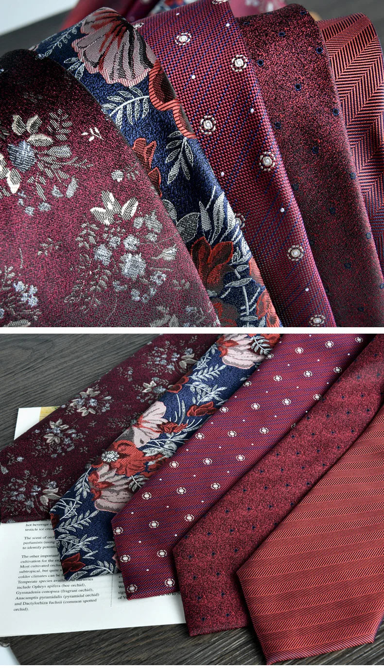 man tie set swine red 8cm Men's Formal tie and pocket square set 2-Piece Business Wedding burgundy ties for men and neckties man
