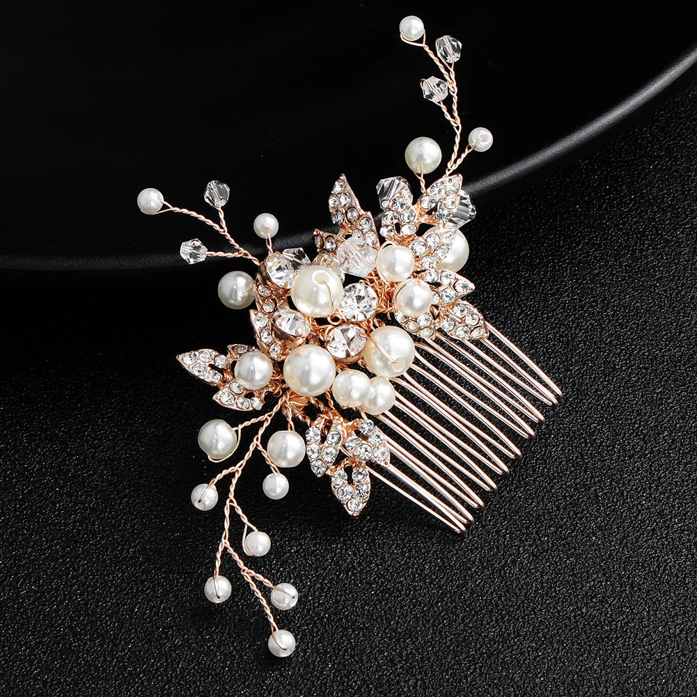 Luxury Pearl Rhinestone Classic Hair Comb Bridal Headdress Jewelry Party Dress Accessories For Women Wedding Hair Clips