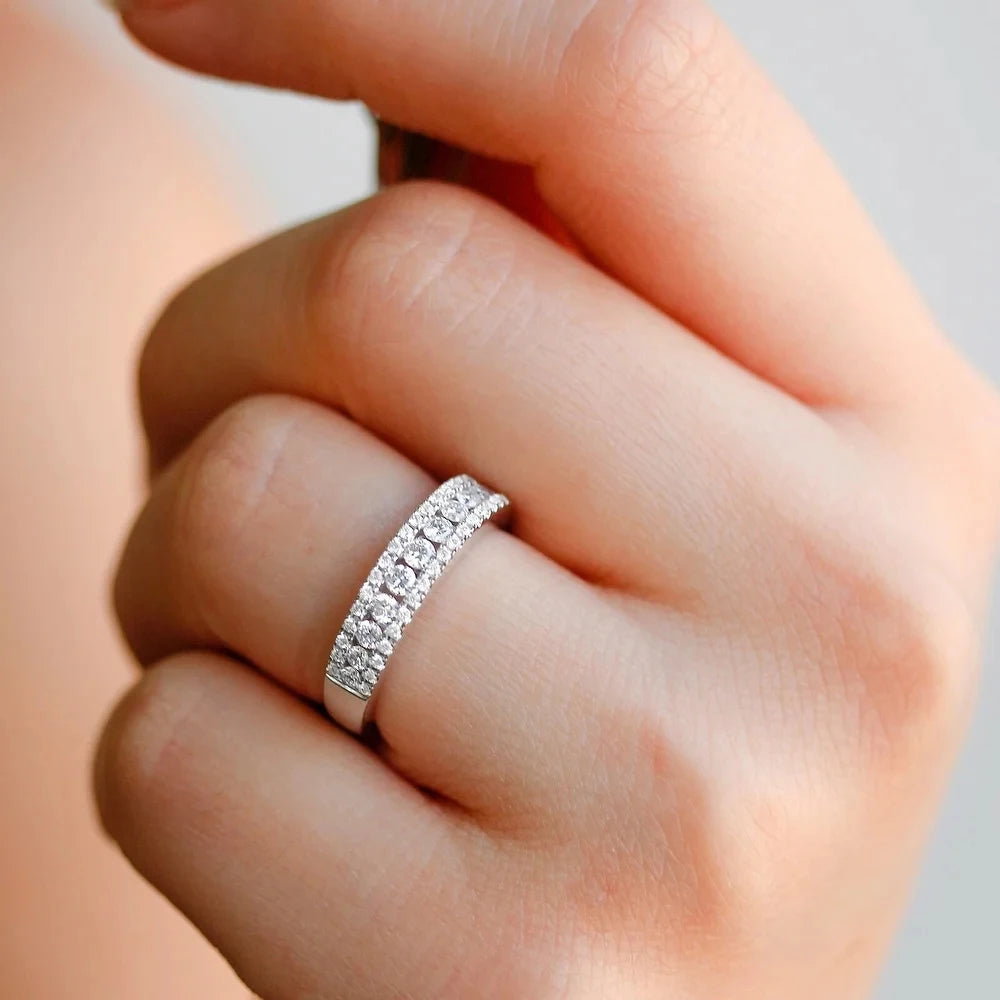 Huitan Eternity Timeless Style Wedding Bands Women's Rings with AAA CZ Temperament Female Finger-ring for Party Classic Jewelry