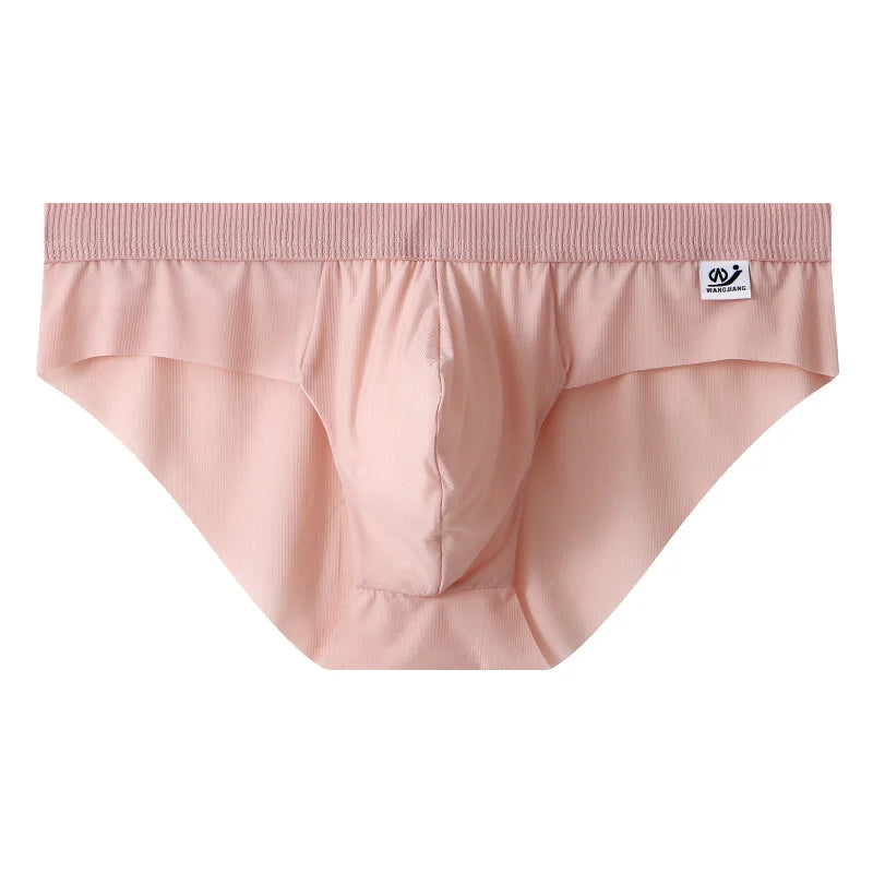 3Pieces/lot Breathable Low Waist Men's Ice Silk Briefs Seamless Shorts Sexy Underwear