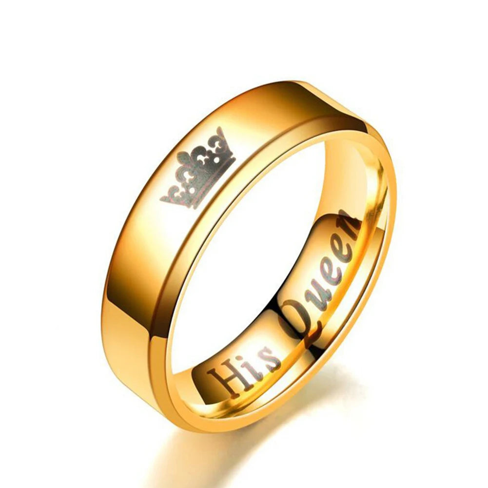 6mm Fashion Stainless Steel Ring His Queen Her King Couple Black Crown Couple Jewelry Anniversary Valentine's Day Gifts