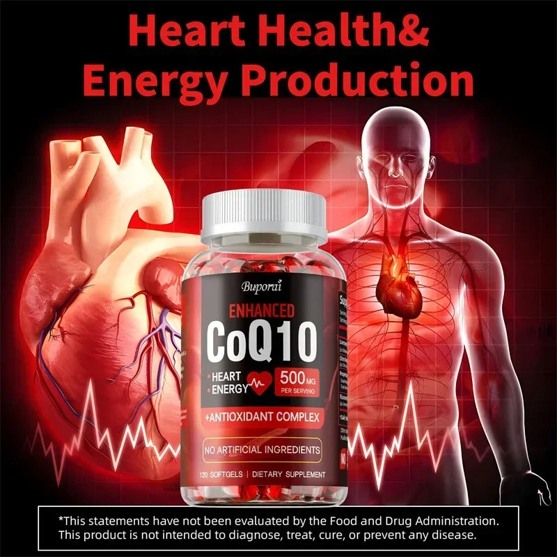 High Absorption CoQ10 Capsules - Supports Heart Health, Provides Energy, Antioxidant