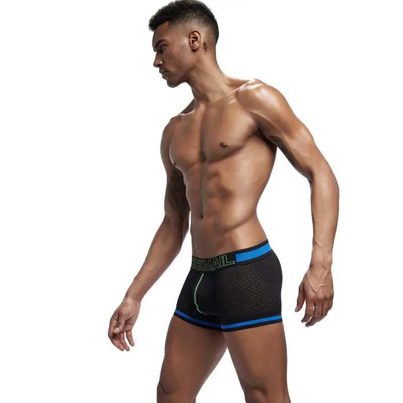 JOCKMAIL Men Underwear Boxes Mesh Quick Drying Ice Silk Breathable Youth Fashion Calzoncillos Sexy Am Gosteren Killer Sansursuz
