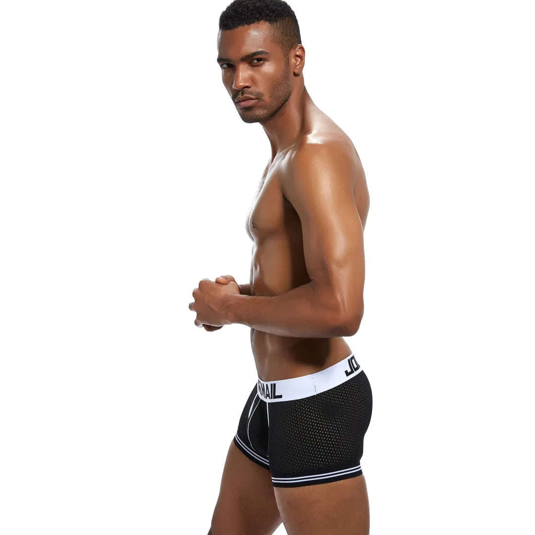 JOCKMAIL Men Underwear Boxes Mesh Quick Drying Ice Silk Breathable Youth Fashion Calzoncillos Sexy Am Gosteren Killer Sansursuz