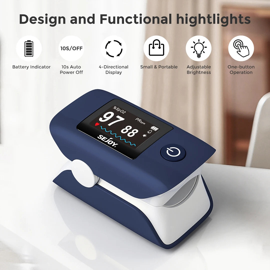 Sejoy Digital Wrist Blood Pressure Monitor,Finger Pulse Oximeter OLED Blood Oxygen Saturation,Heart Rate Meter BP Monitor