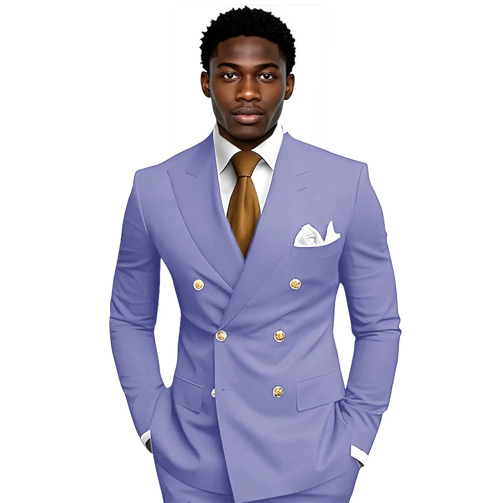 Business Men's Suit 2-piece Double-breasted Blazer Pants Wedding Groom's Tuxedo Gentleman's Evening Dress Tailor-made Mens Suits