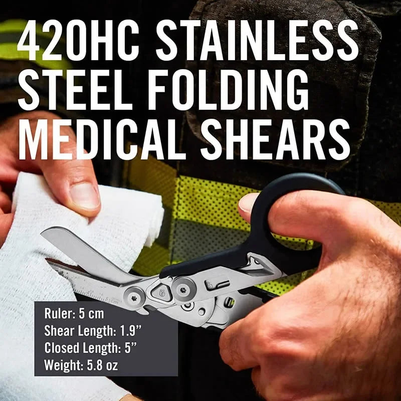 Outdoor Tactical Folding Scissors Raptor Scissors Medical Emergency Multi-functional Scissors Tactical Folding Pliers K Sheath